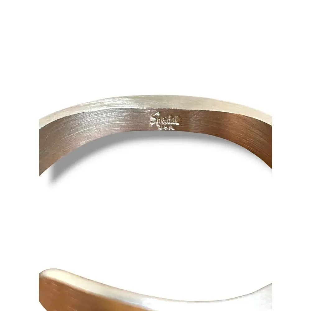 Vintage Speidel USA Silver Tone Cuff Bracelet Brushed Metal Minimalist Blank ID